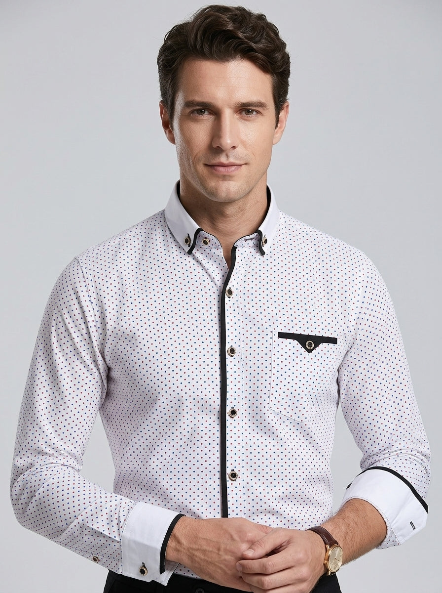 Armand | Chemise Homme à Manches Longues – Coupe Slim Moderne en Mélange de Coton avec Boutonnage Décontracté