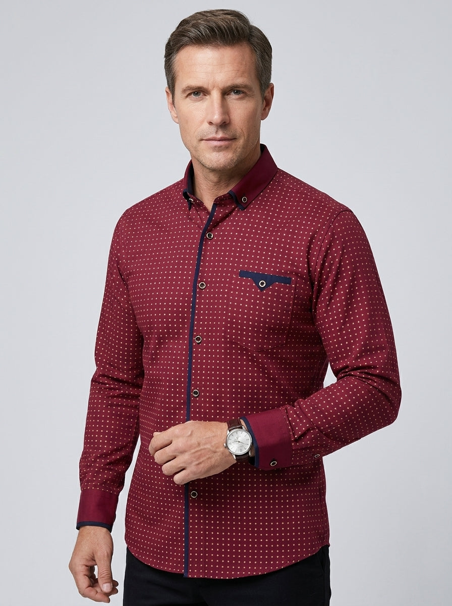 Armand | Chemise Homme à Manches Longues – Coupe Slim Moderne en Mélange de Coton avec Boutonnage Décontracté