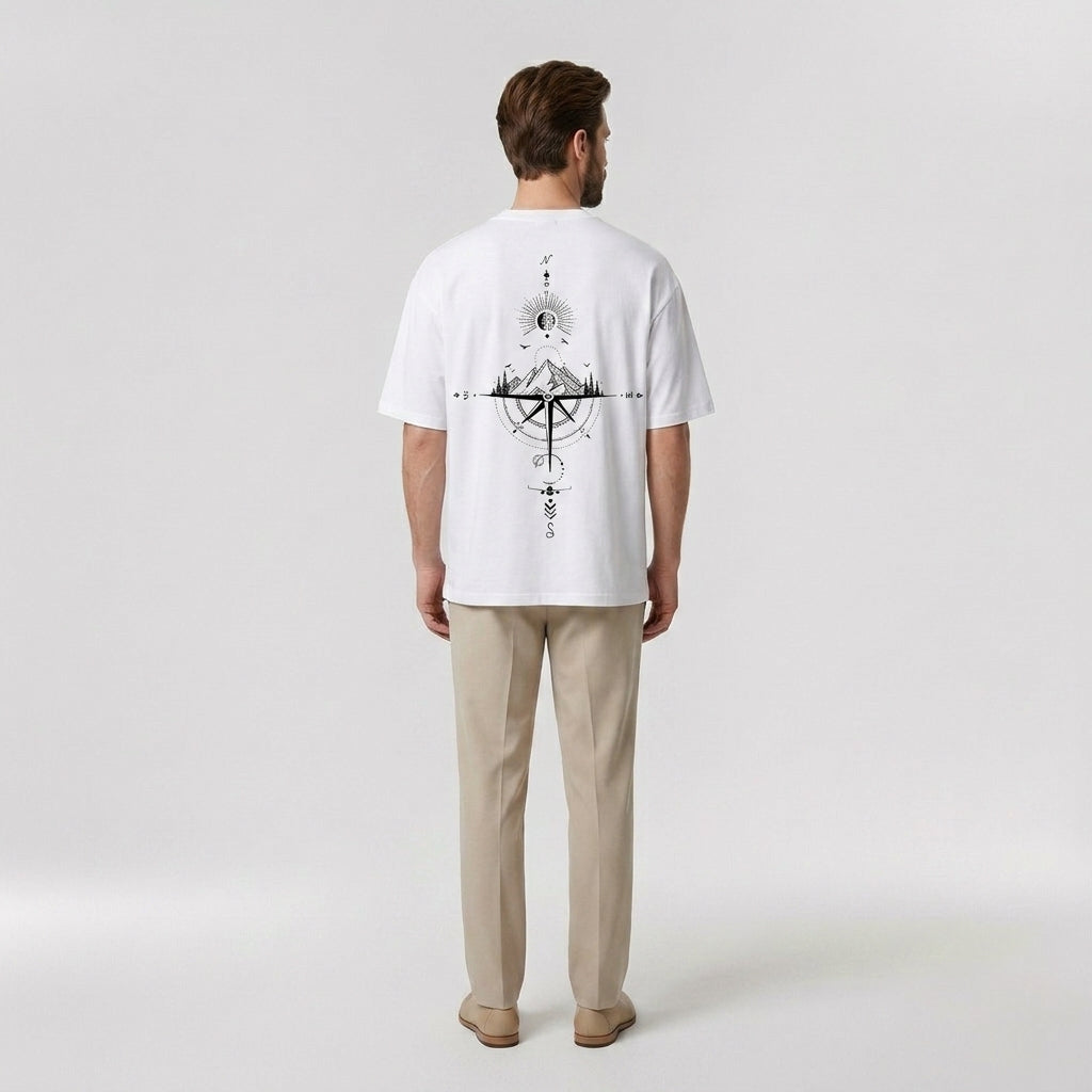 Alaric | T-shirt oversize pour homme – T-shirt au graphisme minimaliste avec motif de boussole