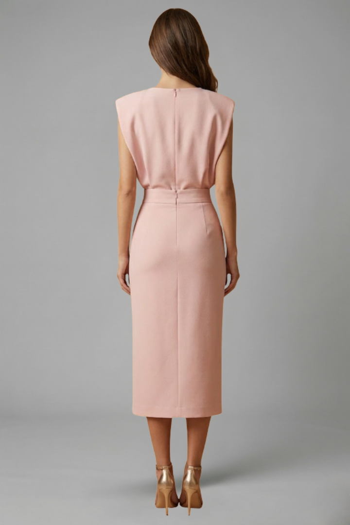 Anastasia | Robe midi pour femme – Sans manches, col rond