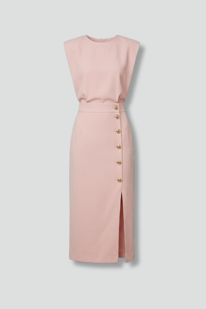 Anastasia | Robe midi pour femme – Sans manches, col rond