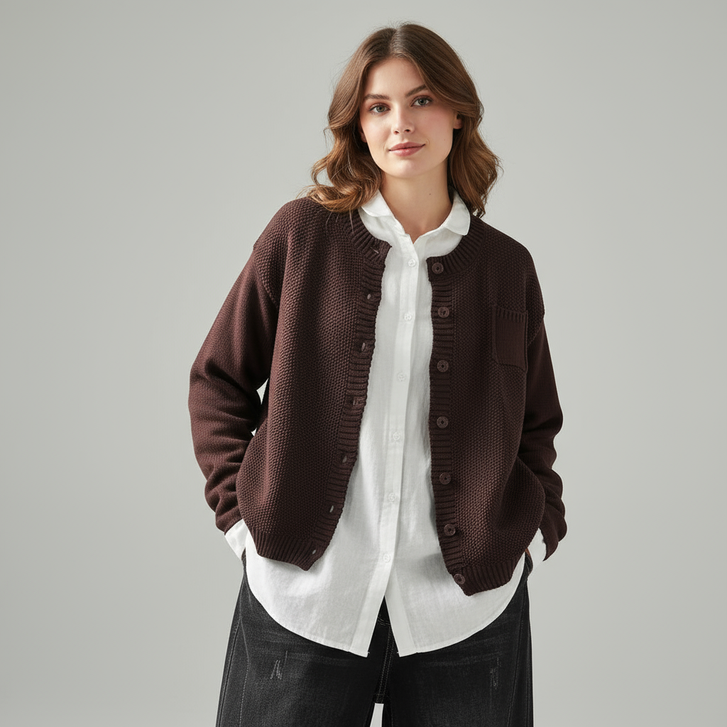 Valestria | Cardigan en Maille Texturée pour Femme – Pull Élégant à Boutons
