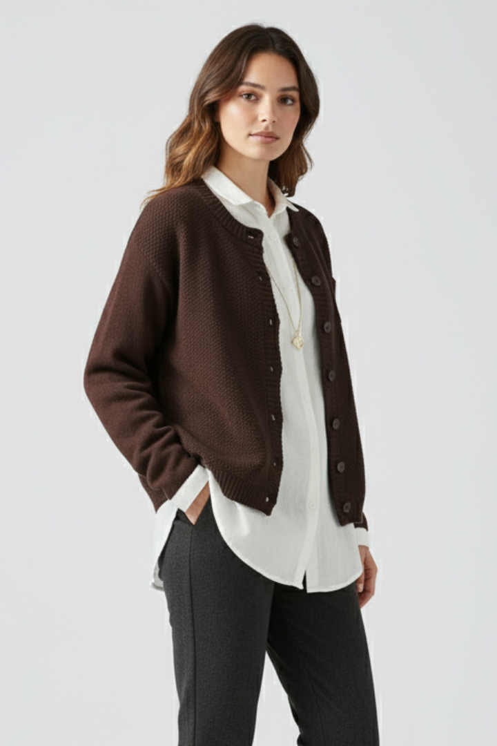 Valestria | Cardigan en Maille Texturée pour Femme – Pull Élégant à Boutons