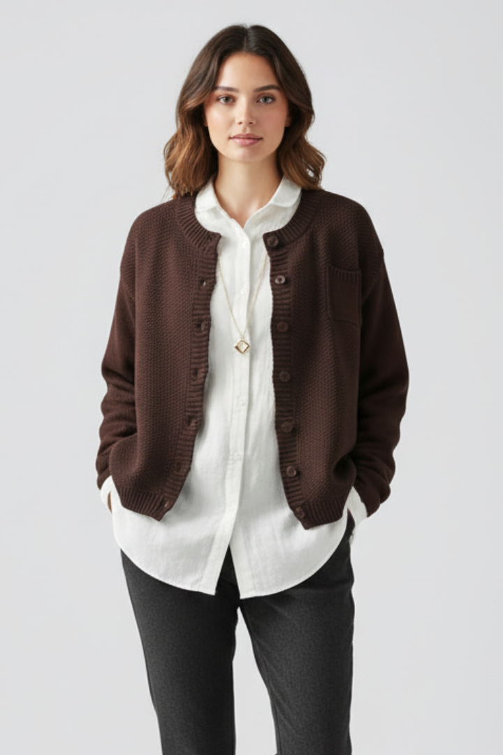Valestria | Cardigan en Maille Texturée pour Femme – Pull Élégant à Boutons