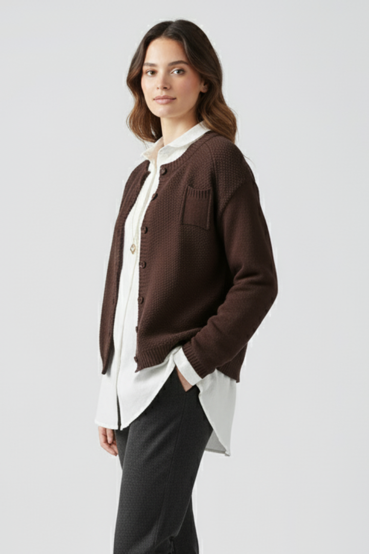 Valestria | Cardigan en Maille Texturée pour Femme – Pull Élégant à Boutons
