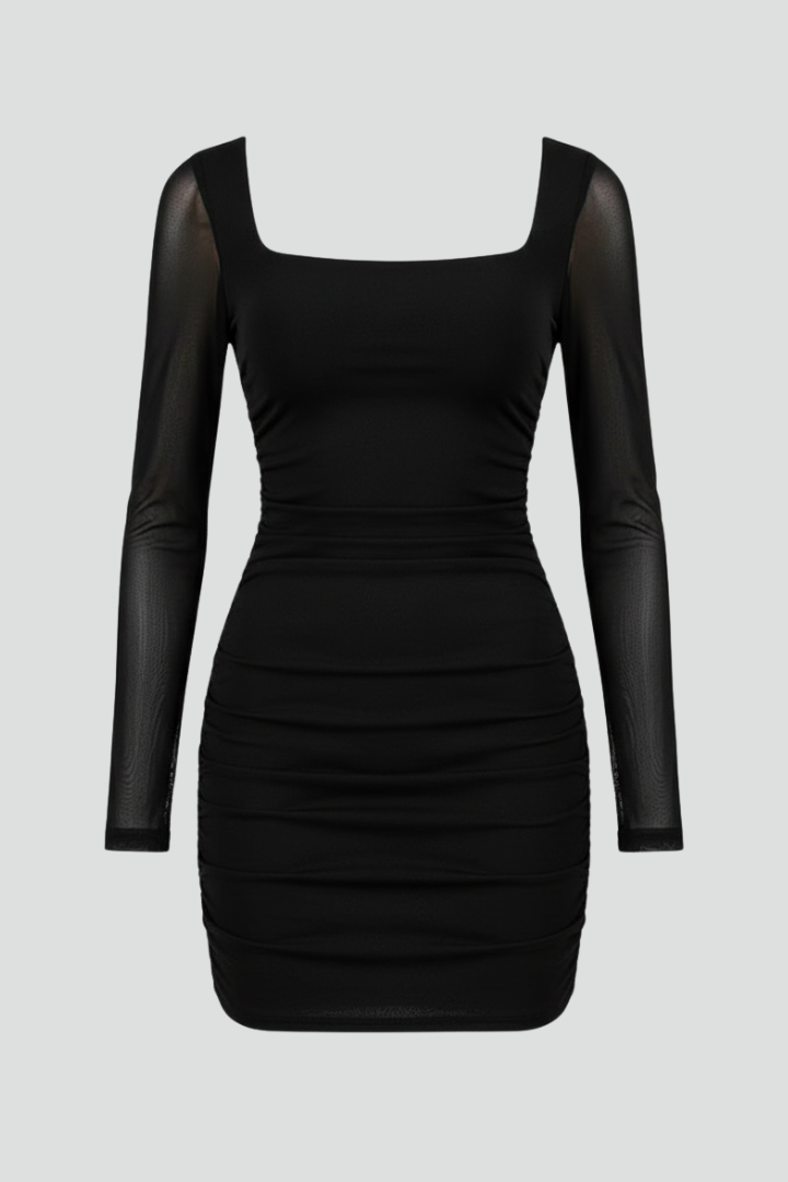 Dorelia | Mini-robe femme à encolure carrée – Robe ajustée arrivant au-dessus du genou