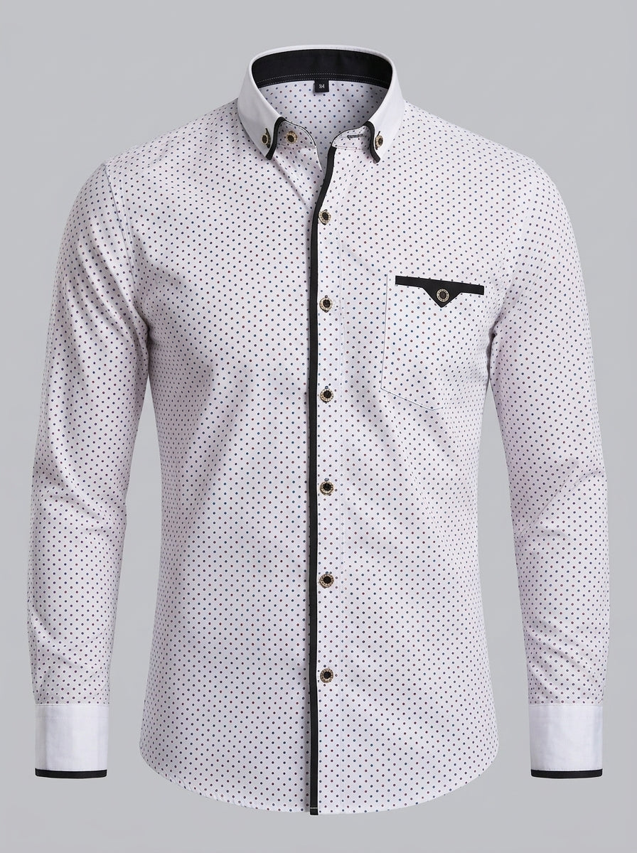 Armand | Chemise Homme à Manches Longues – Coupe Slim Moderne en Mélange de Coton avec Boutonnage Décontracté