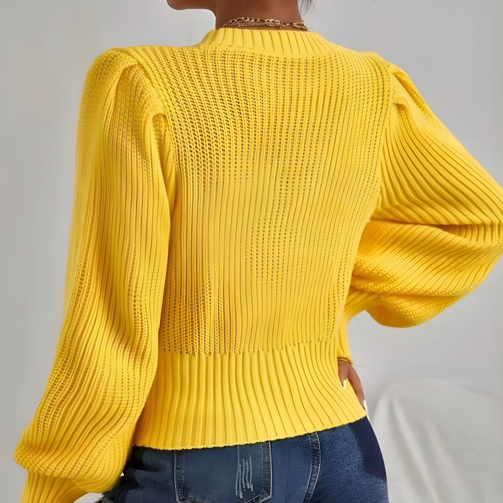 Felicity | Pull en maille torsadée pour femme – Manches lanterne, coupe décontractée et élégante