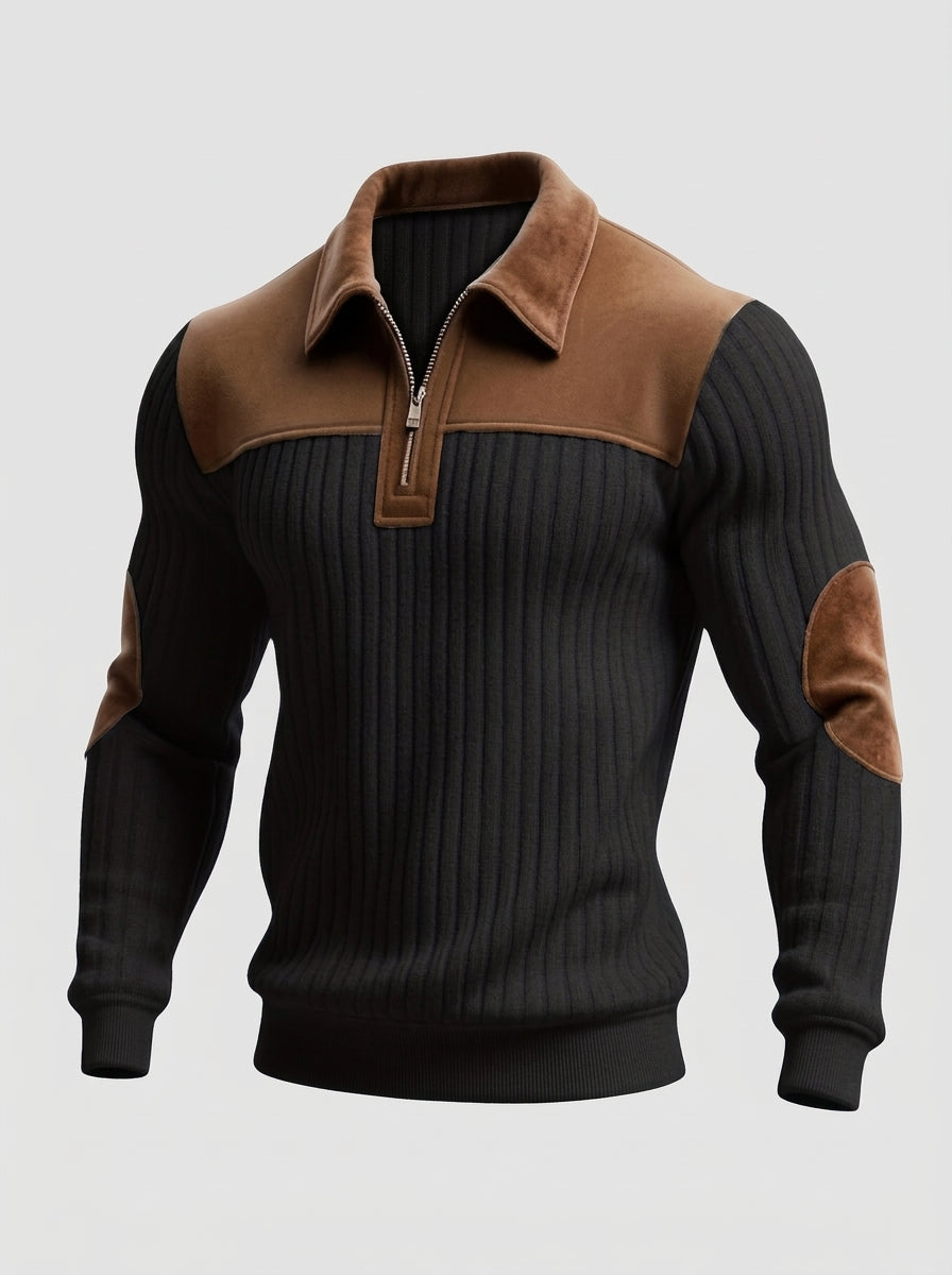 Avelisse | Pull en maille à blocs de couleur pour homme, avec col montant