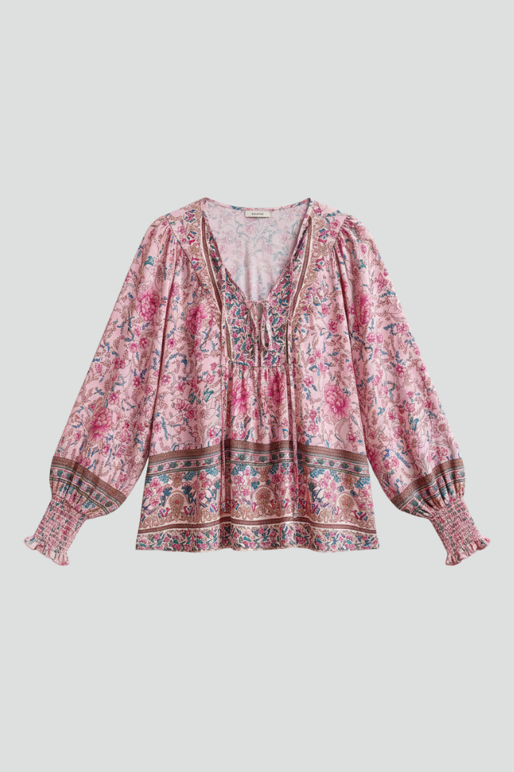 Delaney | Chemisier décontracté à fleurs pour femme - Chemise bohème légère à manches longues