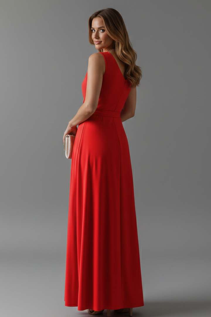 Elysande | Robe longue à col en V pour femme – Robe sans manches tombant jusqu'au sol