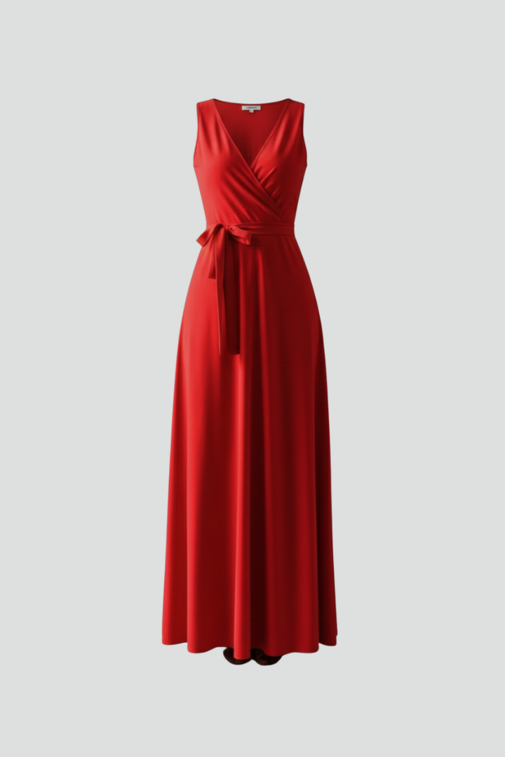 Elysande | Robe longue à col en V pour femme – Robe sans manches tombant jusqu'au sol
