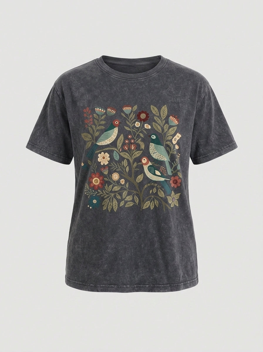 Alix | T-shirt décontracté à imprimé floral pour femme - Style vintage, coupe ample