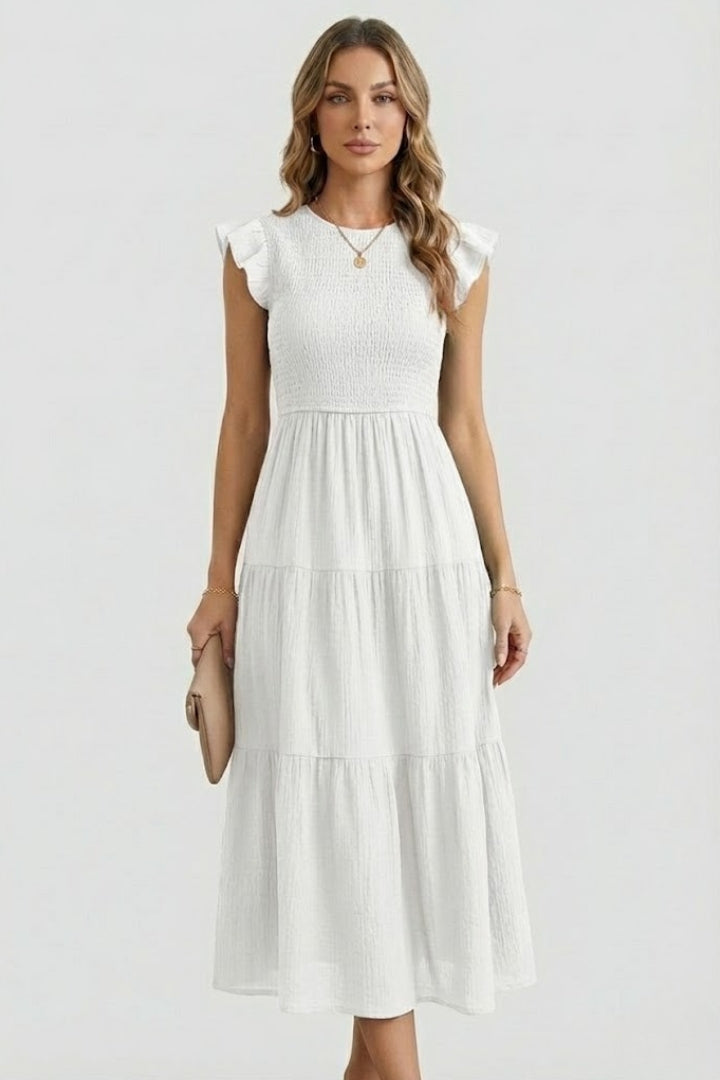 Briella | Robe longue décontractée pour femme - Robe mi-longue à volants