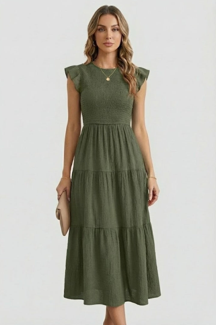 Briella | Robe longue décontractée pour femme - Robe mi-longue à volants