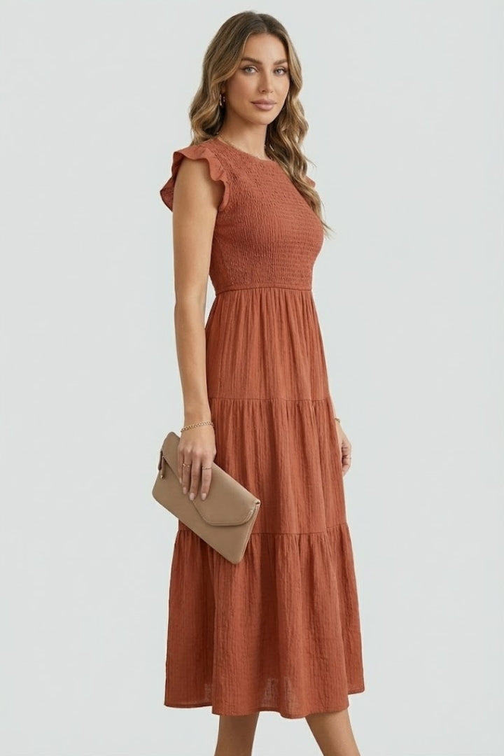 Briella | Robe longue décontractée pour femme - Robe mi-longue à volants