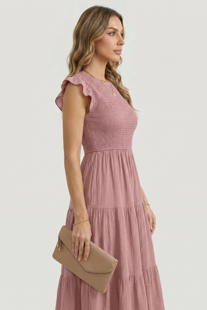 Briella | Robe longue décontractée pour femme - Robe mi-longue à volants