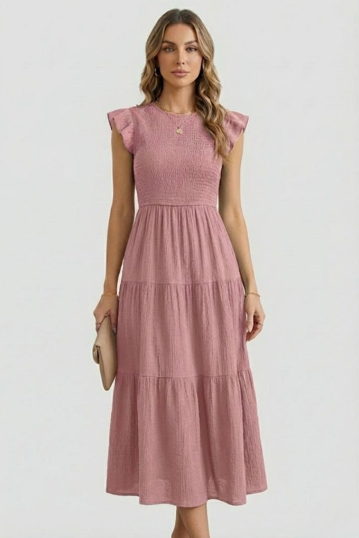 Briella | Robe longue décontractée pour femme - Robe mi-longue à volants