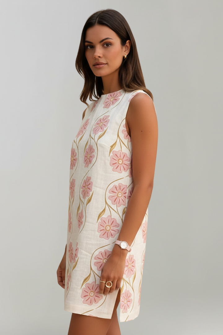 Jessamine | Mini-robe à fleurs pour femme – Robe d'été décontractée sans manches
