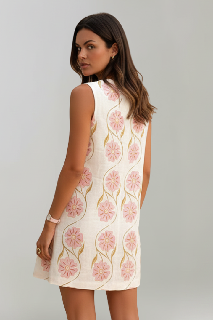 Jessamine | Mini-robe à fleurs pour femme – Robe d'été décontractée sans manches