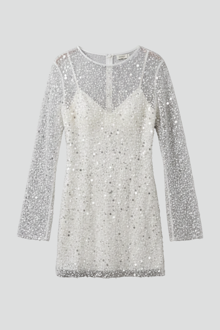 Alexis | Robe Mini Femme Superposée – Manches Longues avec Superposition en Maille Ornée