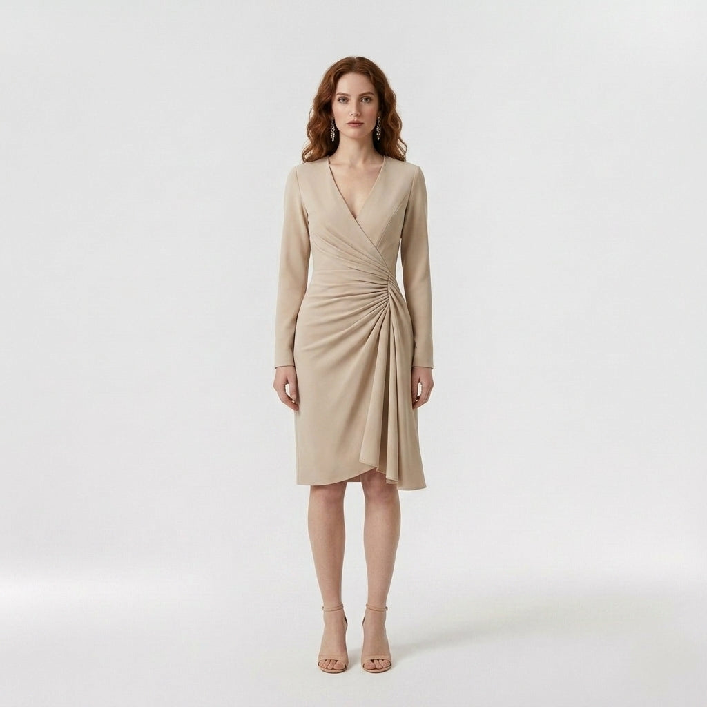 Diane | Robe midi à col en V pour femme – Une robe d'été élégante et fluide