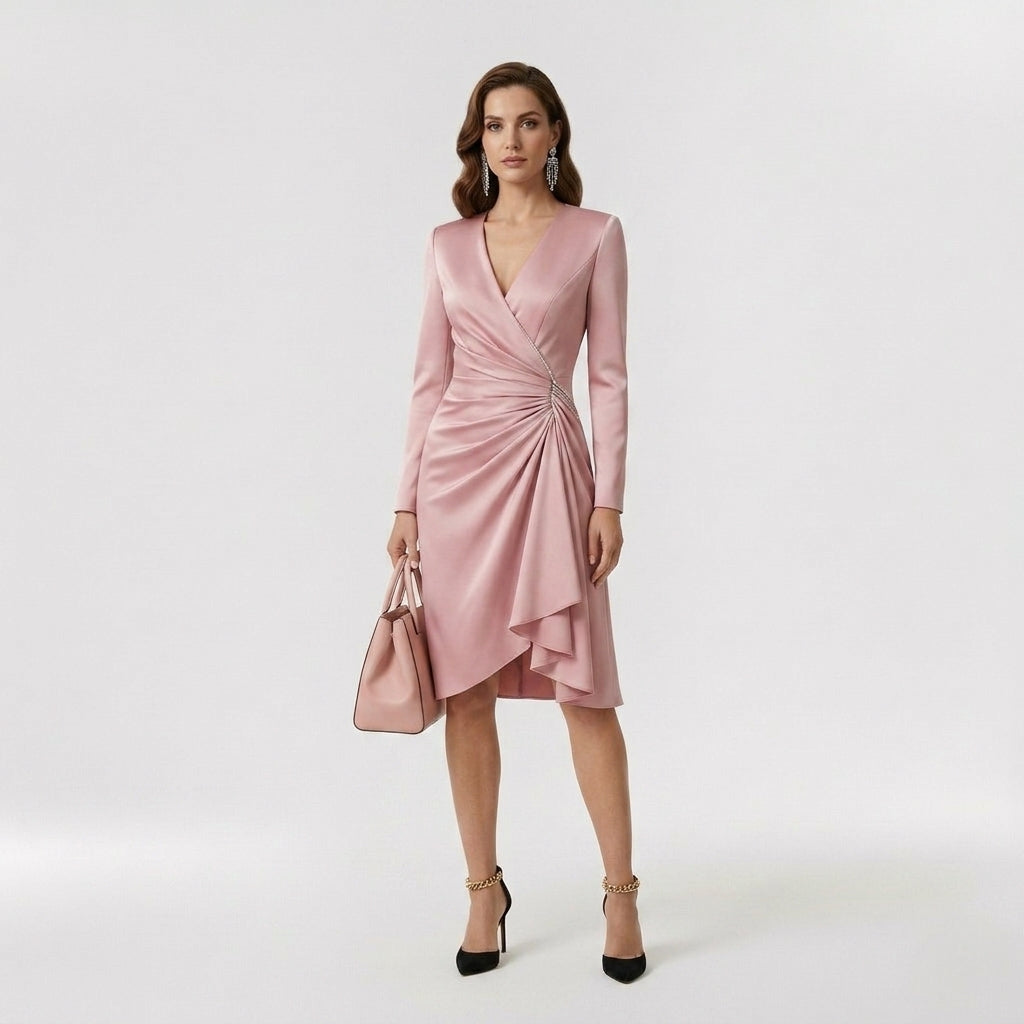 Diane | Robe midi à col en V pour femme – Une robe d'été élégante et fluide