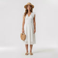 Iris | Robe midi pour femme – Robe à manches courtes légère en mélange de polyester