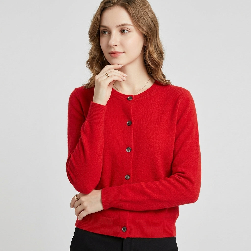 Auralyn | Pull pour femme effet laine – Pull tricoté à col en V et boutons sur le devant