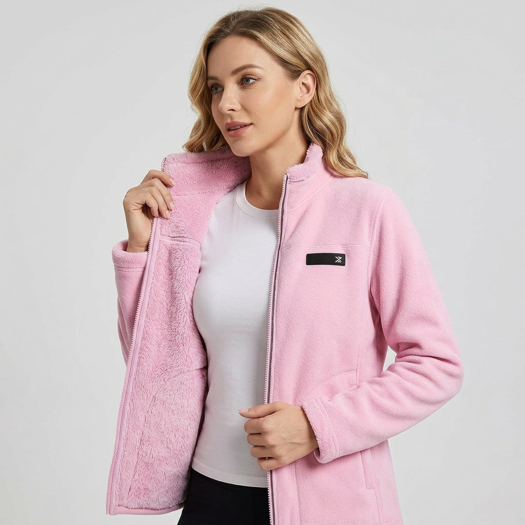 Olanora | Veste réversible pour femme – Vêtement d'extérieur épais à poils longs et imprimé