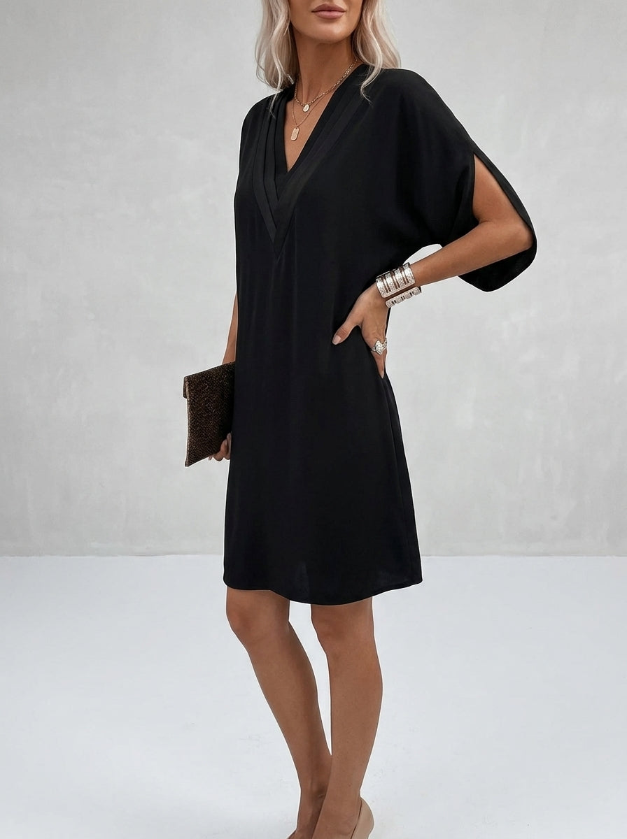 Nellie | Robe Fluide à Col en V pour Femme – Robe Élégante Coupe Ample avec Effet Amincissant au Niveau du Ventre