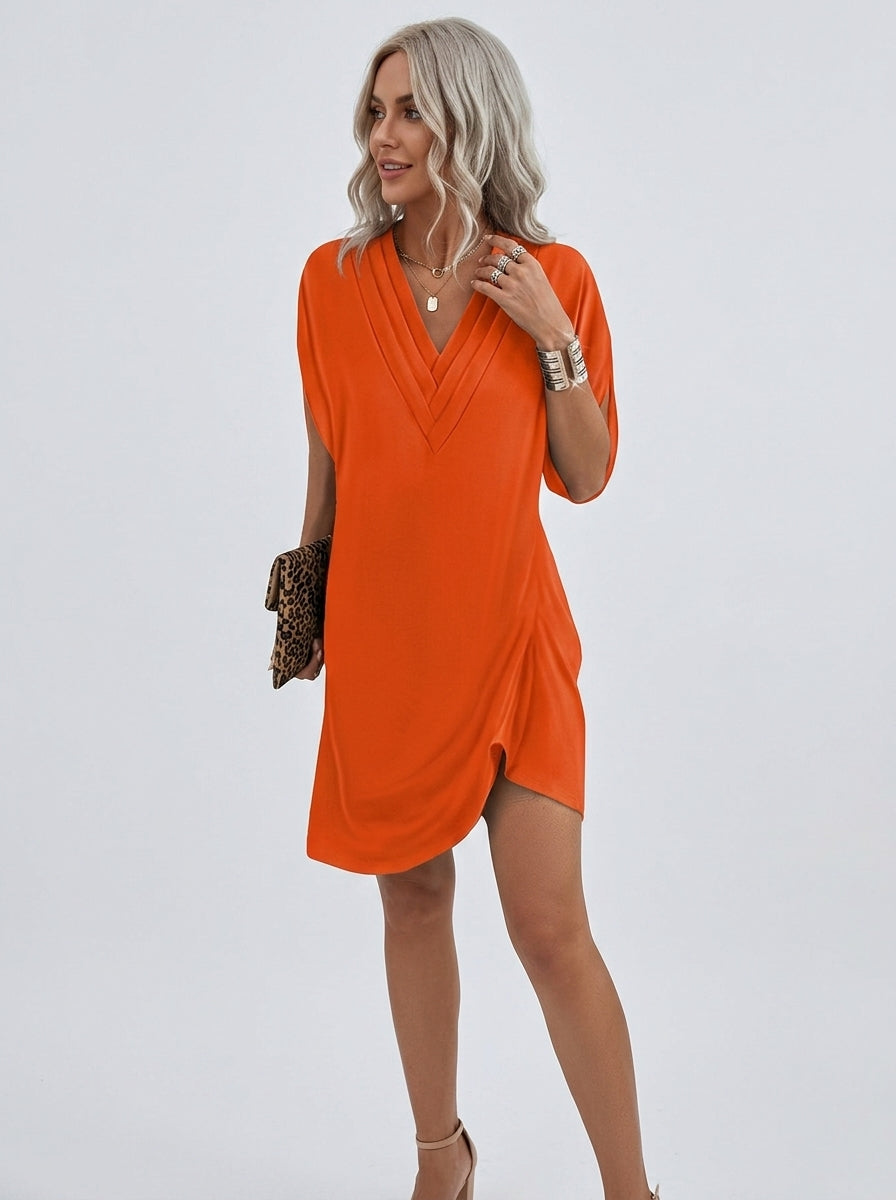 Nellie | Robe Fluide à Col en V pour Femme – Robe Élégante Coupe Ample avec Effet Amincissant au Niveau du Ventre