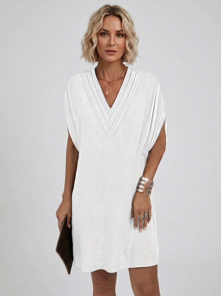 Nellie | Robe Fluide à Col en V pour Femme – Robe Élégante Coupe Ample avec Effet Amincissant au Niveau du Ventre