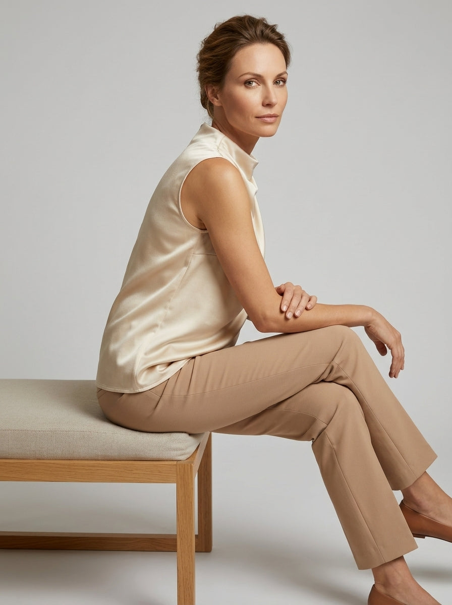 Joviana | Haut sans manches léger pour femme – Chemisier ample à col rond