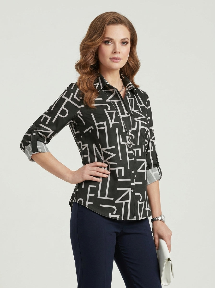 Meliora | Chemisier à boutons pour femme – Chemise à col rabattu et manches retroussables