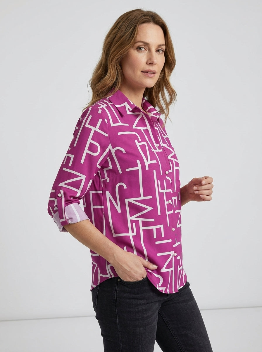 Meliora | Chemisier à boutons pour femme – Chemise à col rabattu et manches retroussables