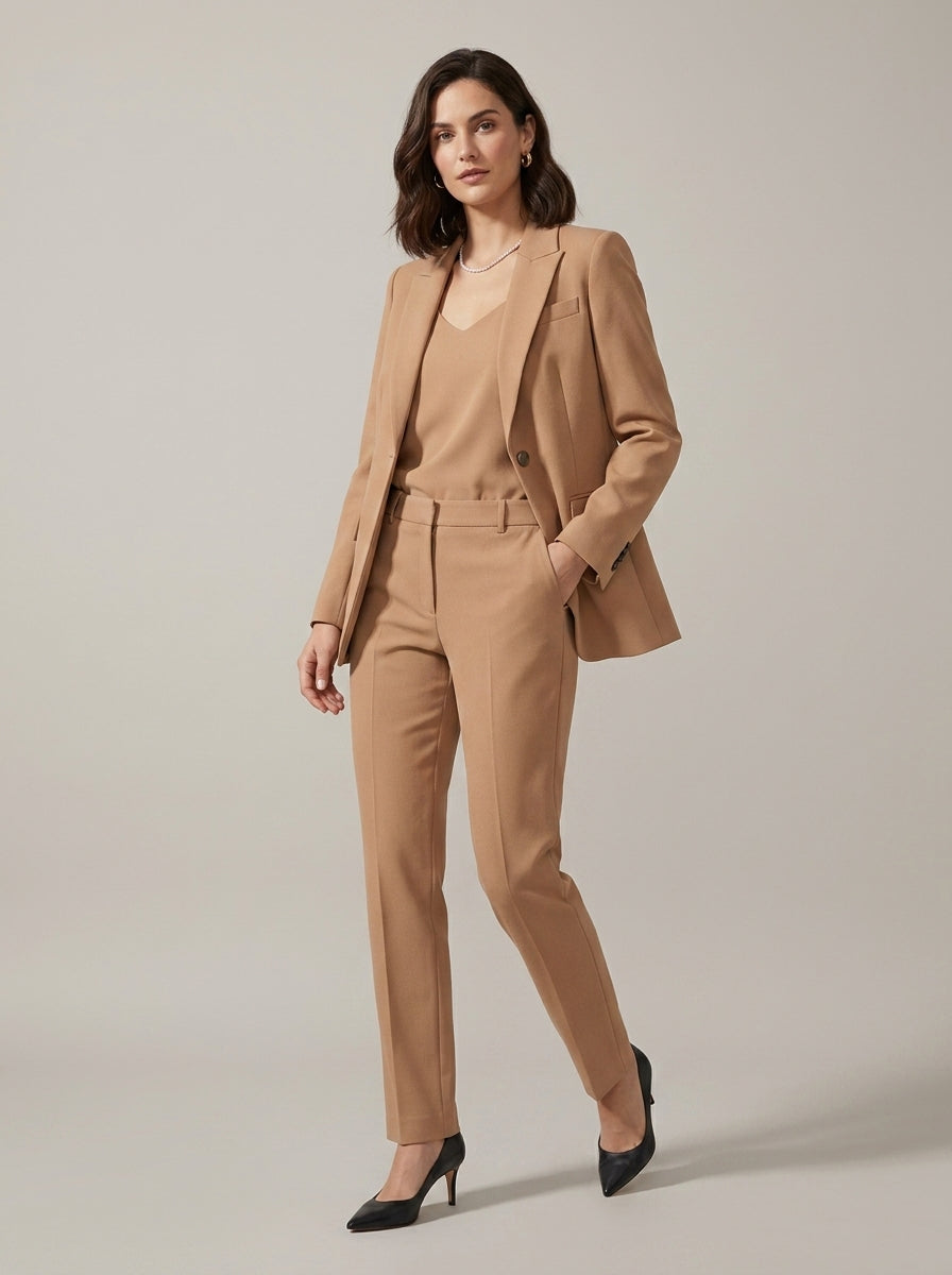 Oravelle | Ensemble tailleur pour femme – Blazer à revers crantés et pantalon droit