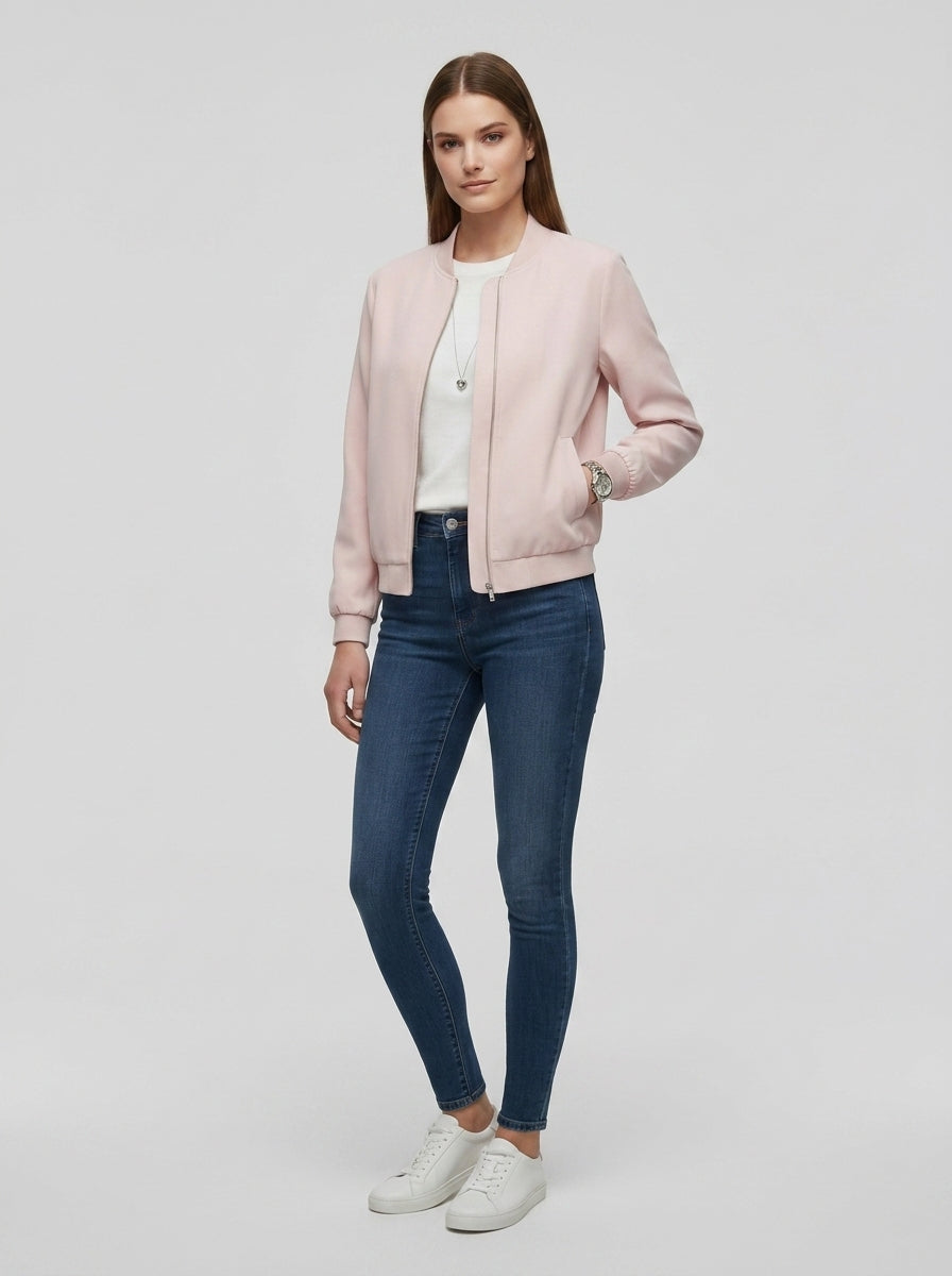 Jovara | Blouson aviateur pour femme avec fermeture éclair sur le devant et ourlet droit