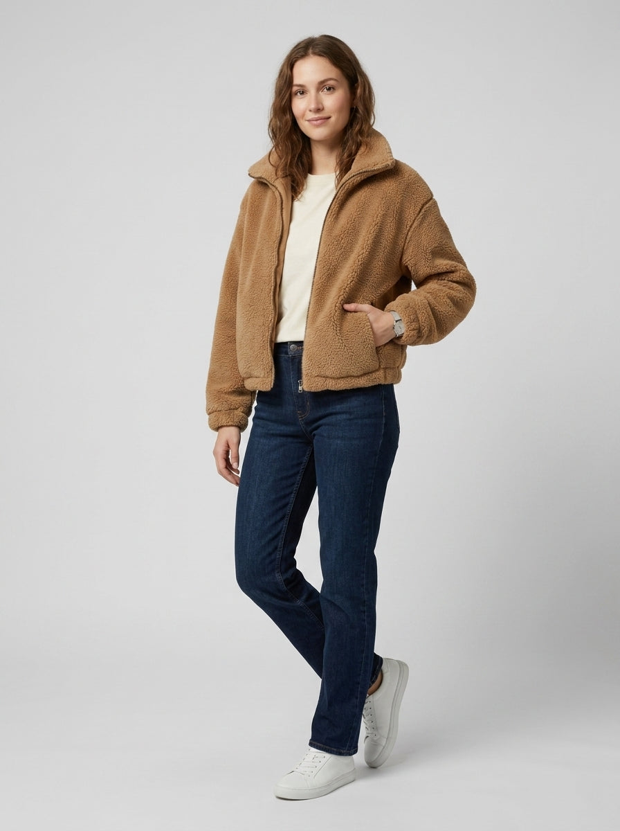 Lavenelle | Veste texturée pour femme, avec fermeture éclair sur toute la longueur, manches longues