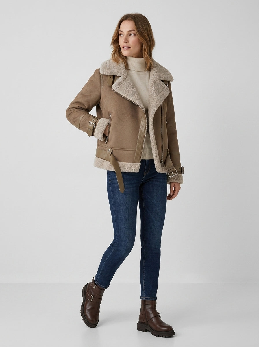 Wrenna | Veste texturée pour femme avec fermeture à glissière – Veste décontractée