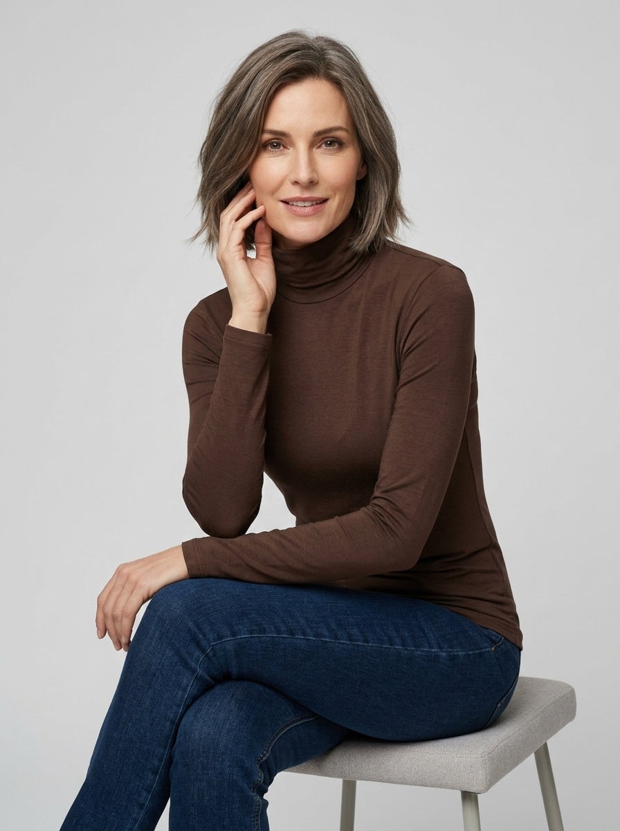 Arlisse | Pull-over à col roulé pour femmes – Manches longues, tricot uni