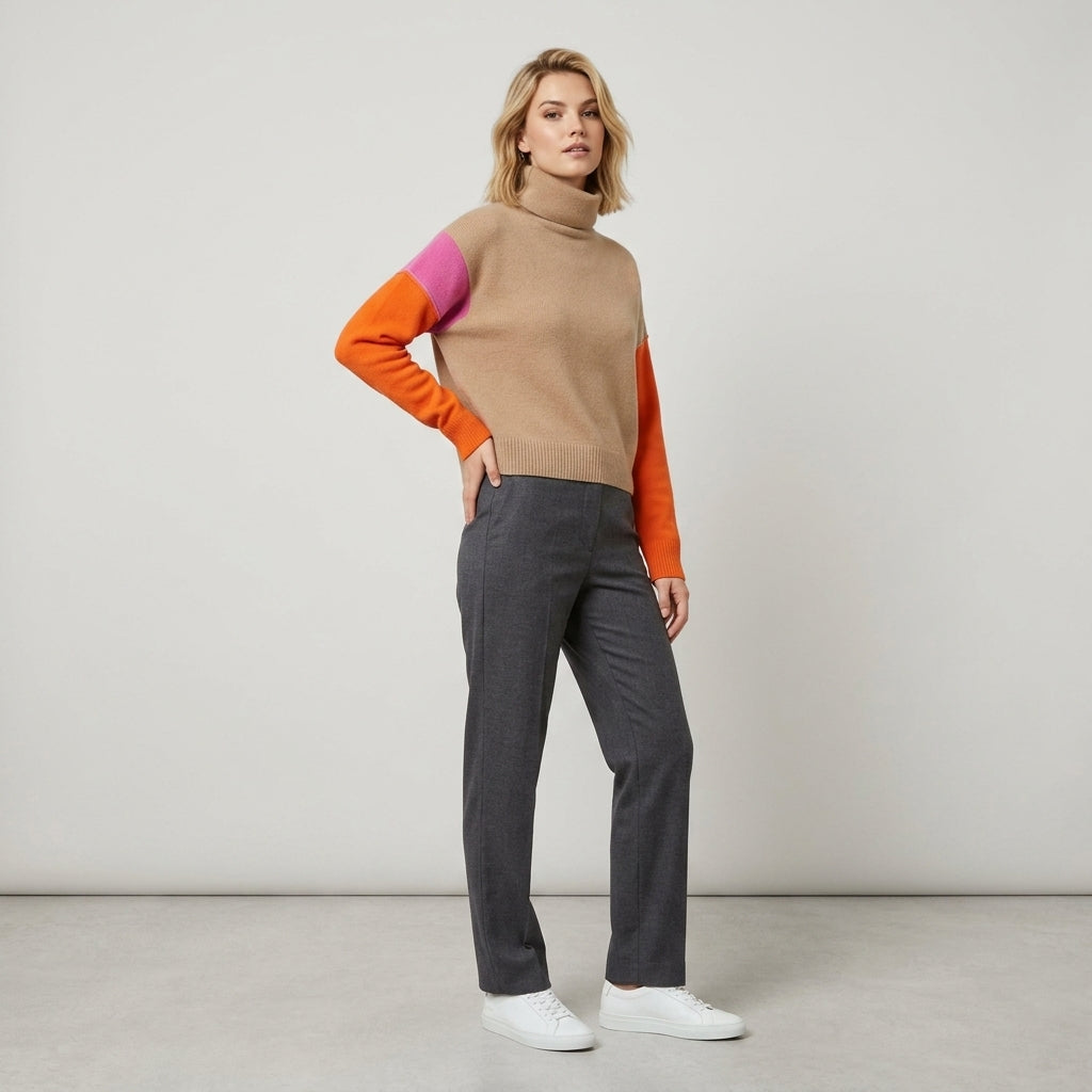 Ginevra | Pull en maille pour femme – Col montant, manches longues, poignets côtelés