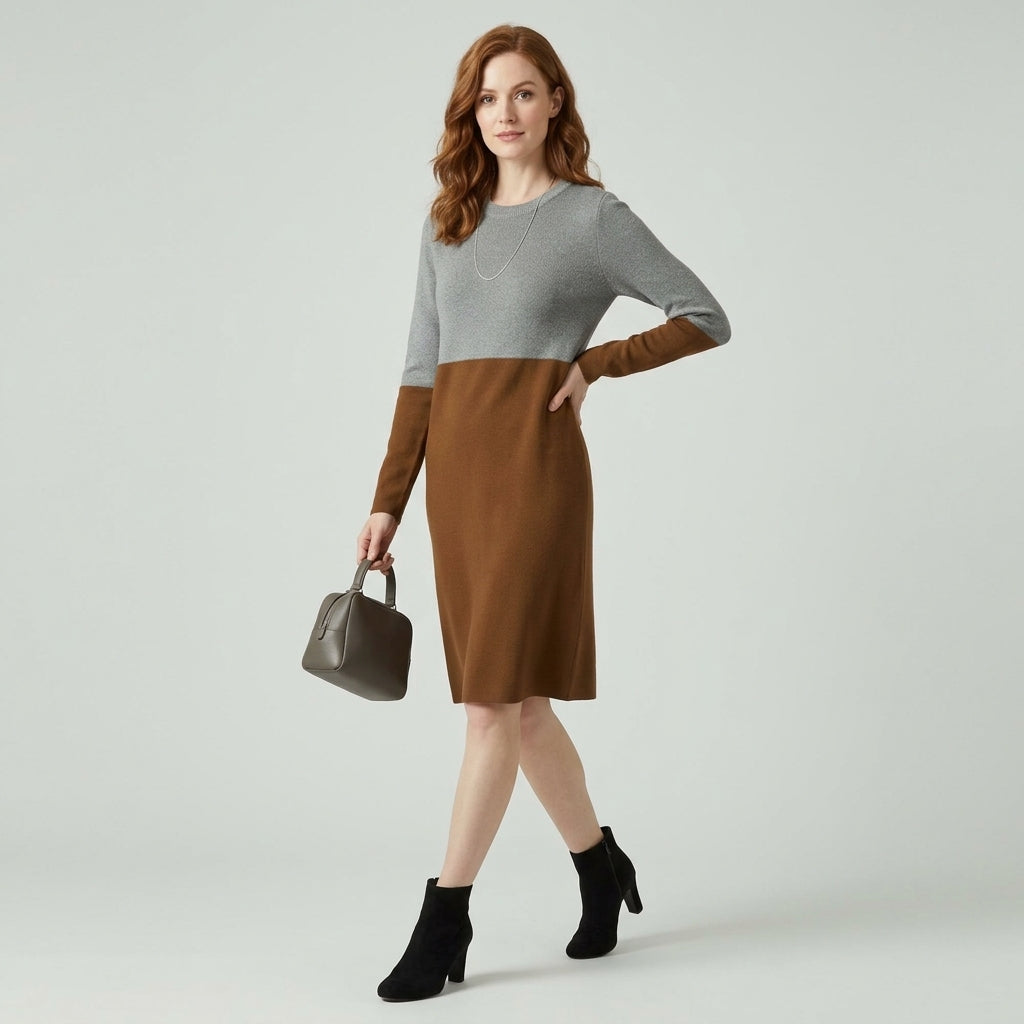 Neralia | Robe Texturée pour Femme – Robe Décontractée à Manches Longues
