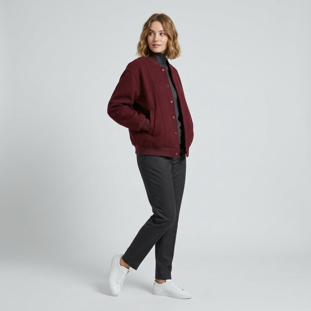 Caledria | Veste universitaire pour femme – Fermeture à boutons-pression