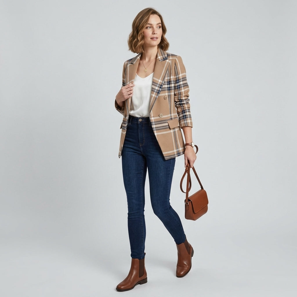 Danica | Blazer texturé pour femme – Coupe structurée, revers classiques