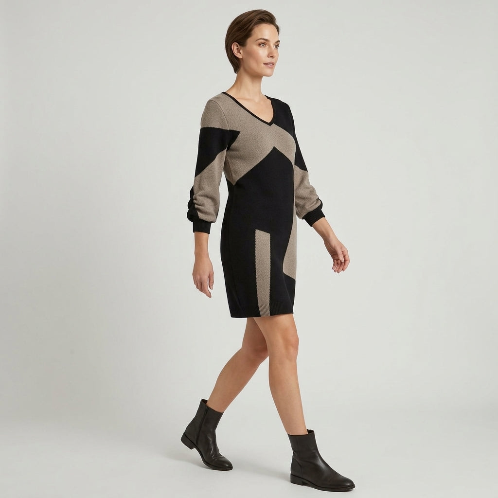 Azurielle | Robe ample pour femme – manches courtes, col rond, ourlet droit