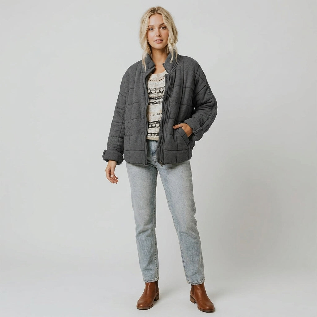 Zeraline | Blouson aviateur oversize pour femme – Tissu léger, doublure douce