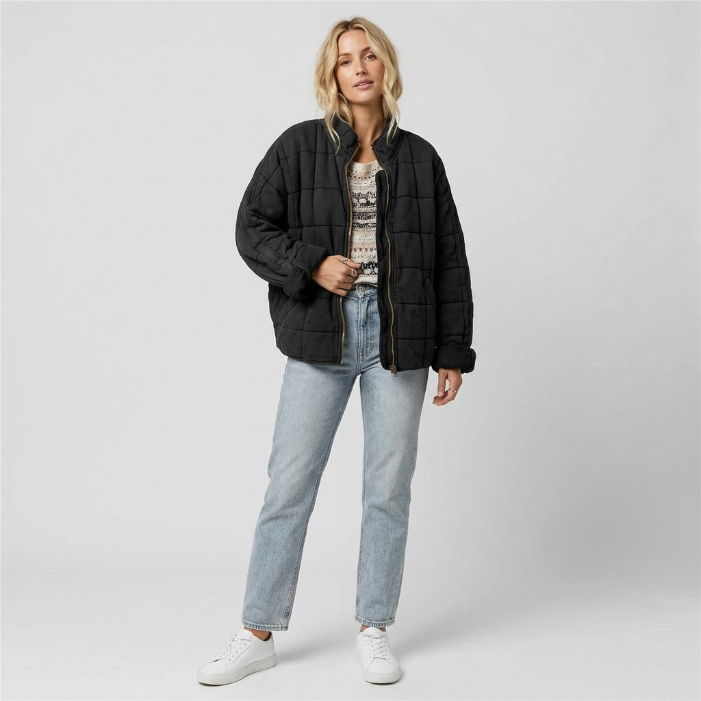 Zeraline | Blouson aviateur oversize pour femme – Tissu léger, doublure douce