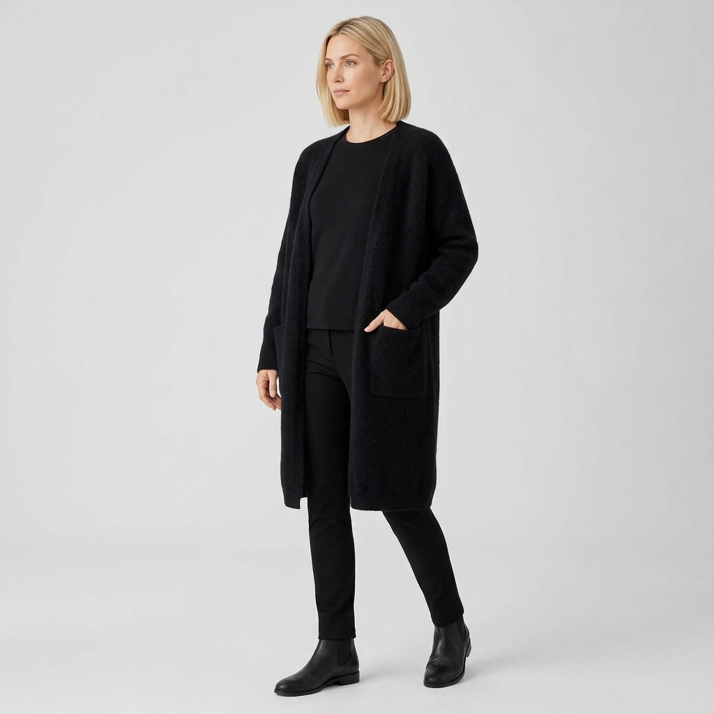 Bellavyn | Manteau long en cachemire pour femme – Cardigan de luxe à ouverture sur le devant