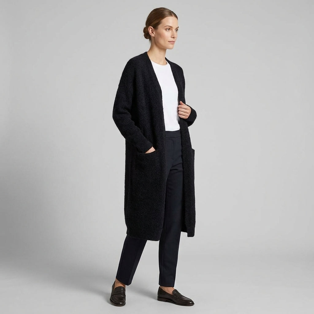 Bellavyn | Manteau long en cachemire pour femme – Cardigan de luxe à ouverture sur le devant